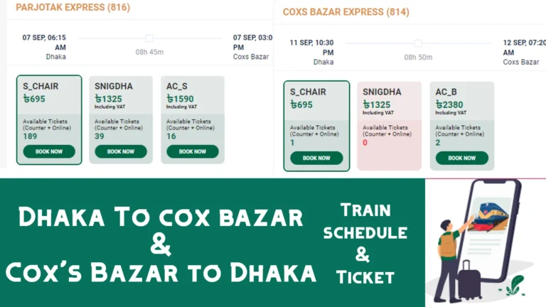 Dhaka to Cox Bazar Train & Cox’s Bazar to Dhaka Train 2024